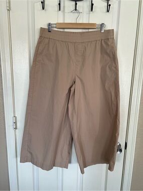 ON 34th Macy’s Cotton Blend Pull On Crop Wide Leg Size L Tan